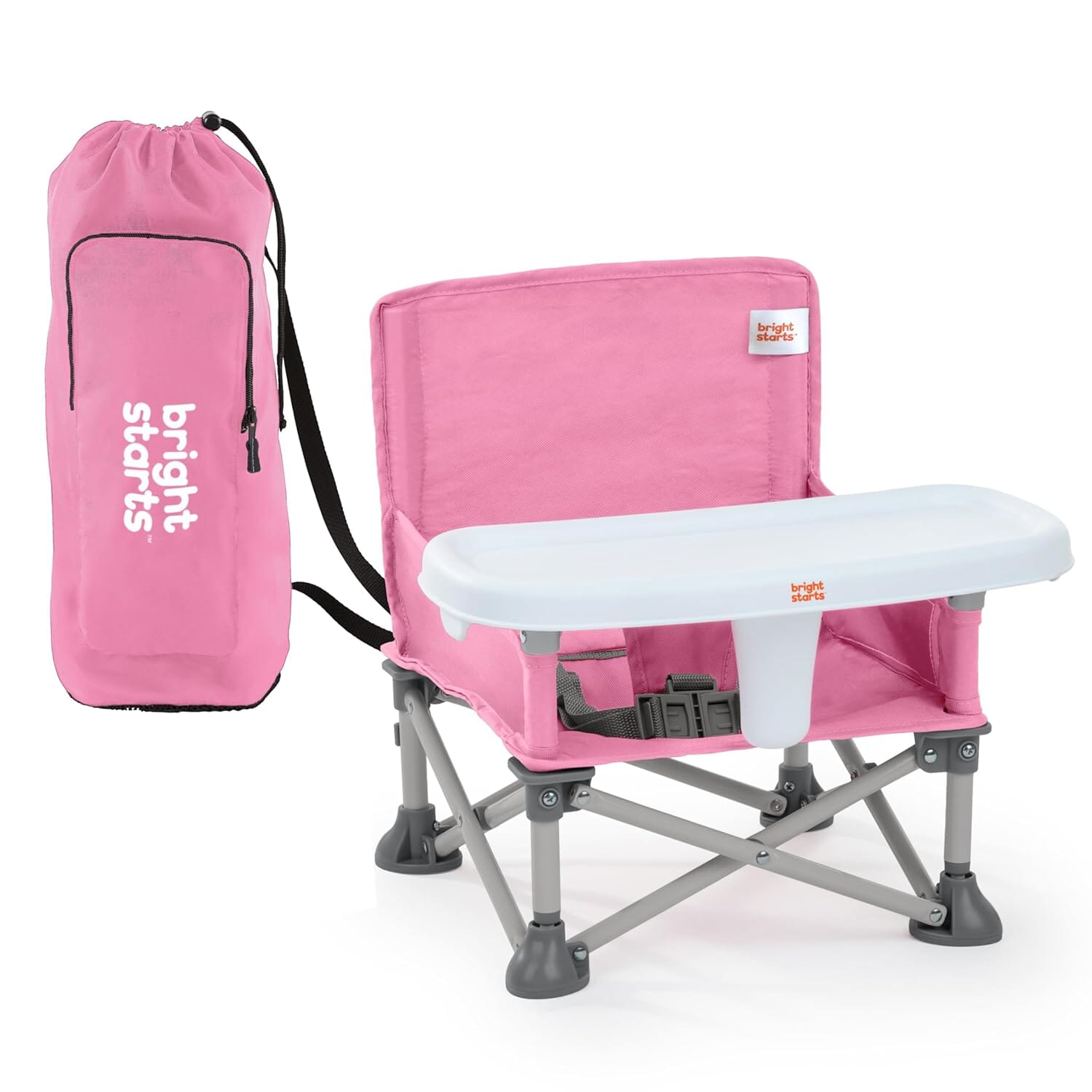 Bright Starts Pop 'N Sit Portable Booster Baby & Toddler Core Pink 