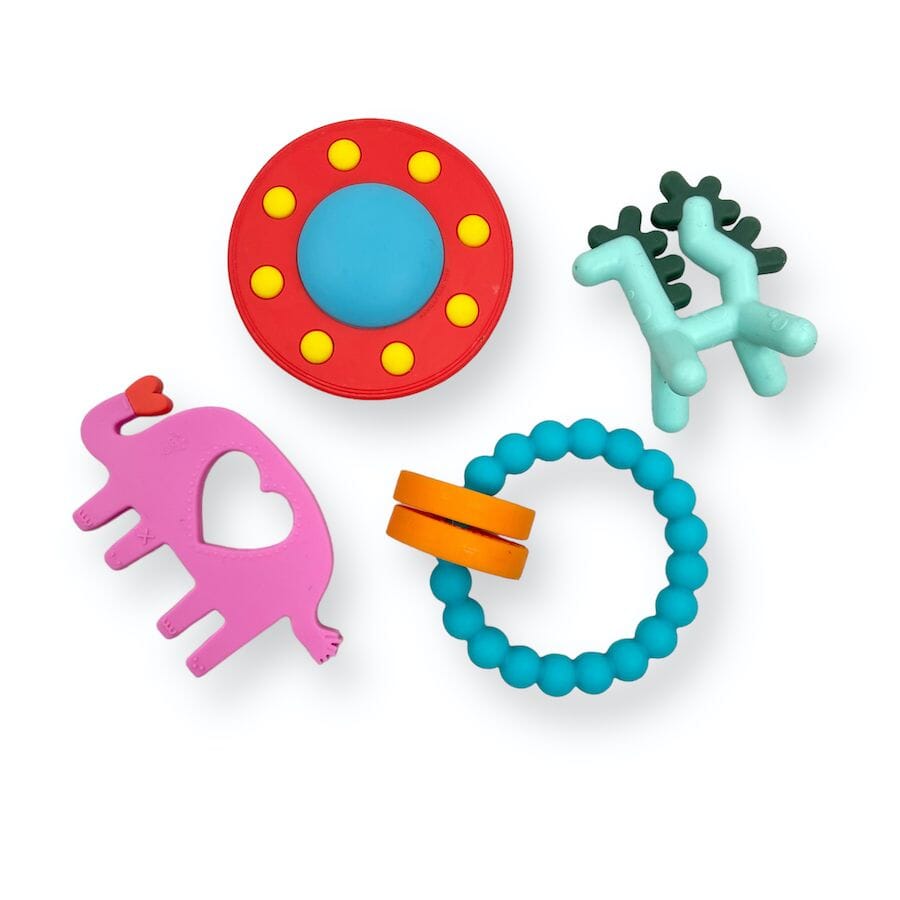 Brightly Colored Silicone Teether Bundle Toys 