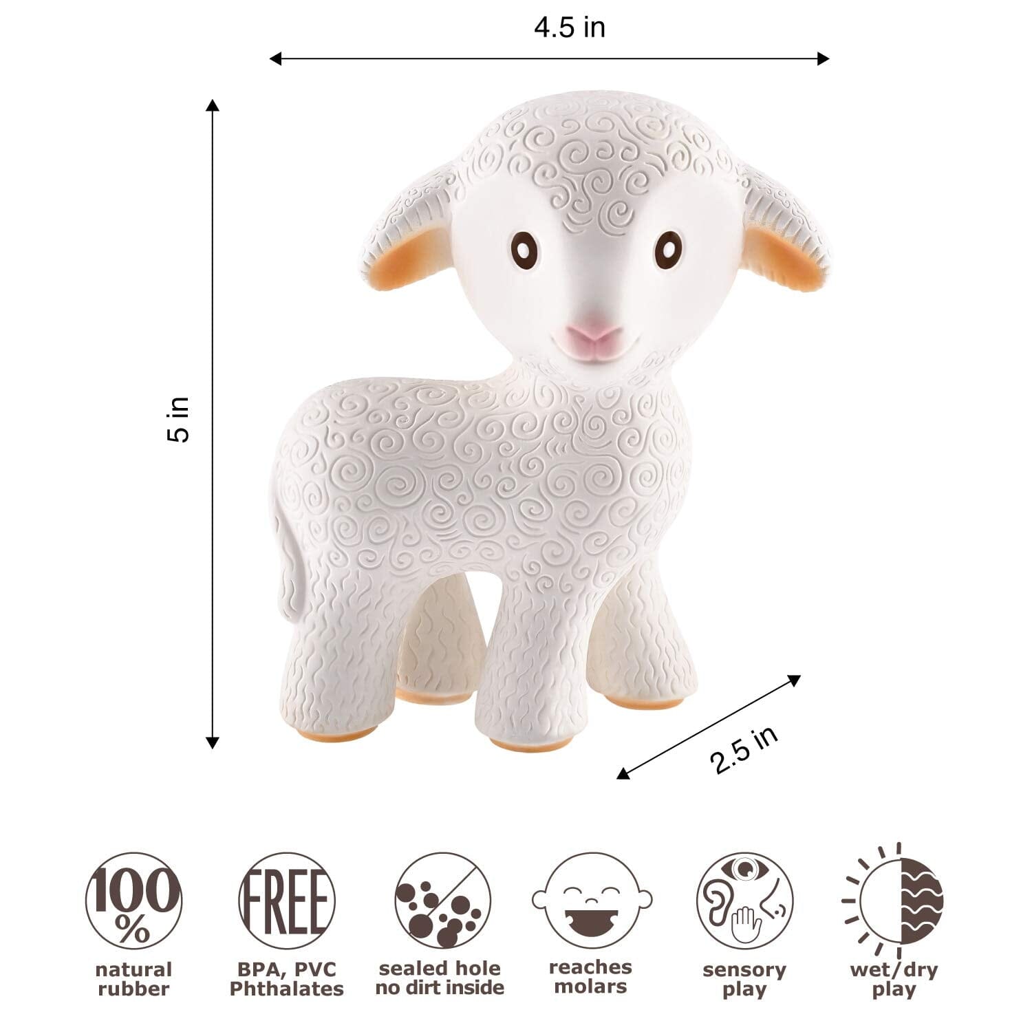 Caaocho Mia the Lamb Natural Rubber Teether Toys 