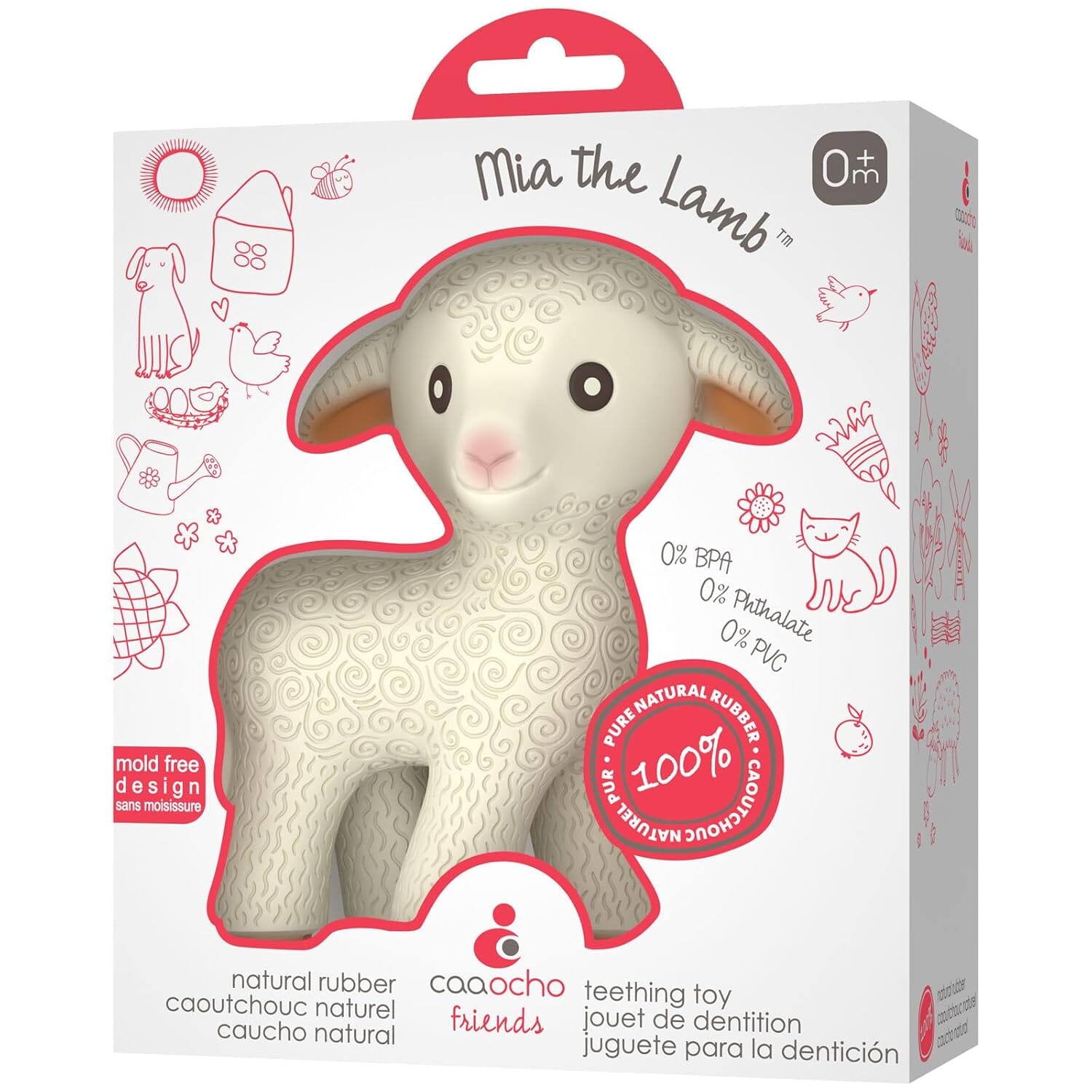 Caaocho Mia the Lamb Natural Rubber Teether Toys 