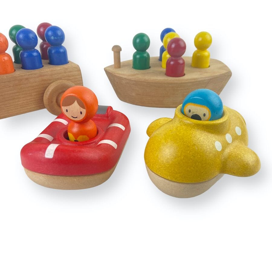 Colorful Wooden Vehicles and Figures Toys 