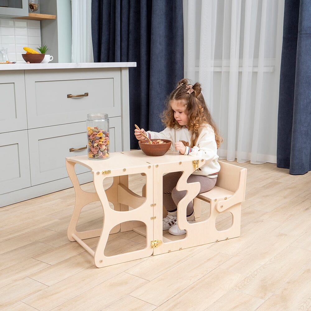 Woodandhearts Kitchen Tower Converted to Kids Table
