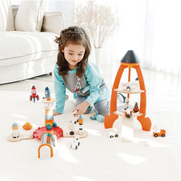 Child plays with Tender Leaf Cosmic Rocket Set