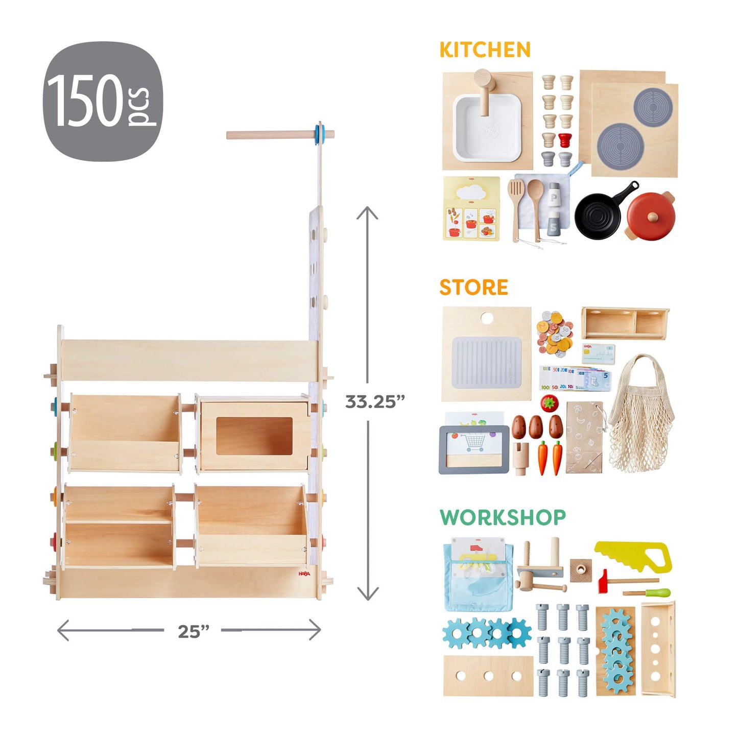 Creative Play 3 in 1 – Play Kitchen, Store & Workshop Role Play 