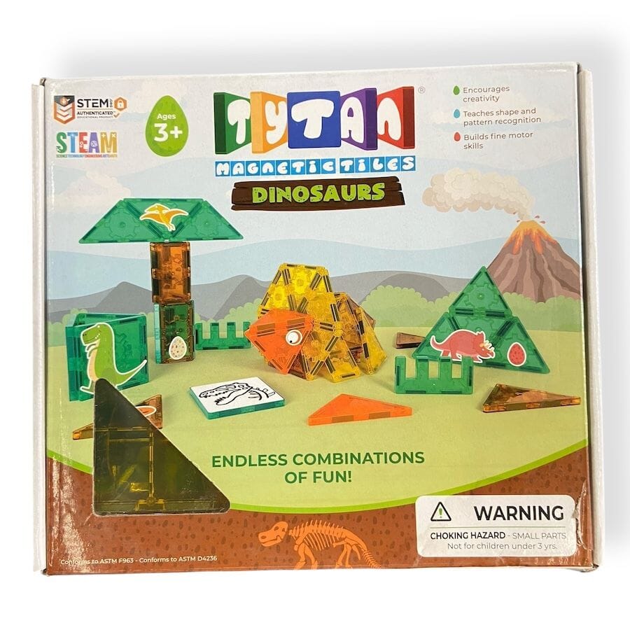 Dinosaurs 60-Piece Magnetic Tiles Building Set 