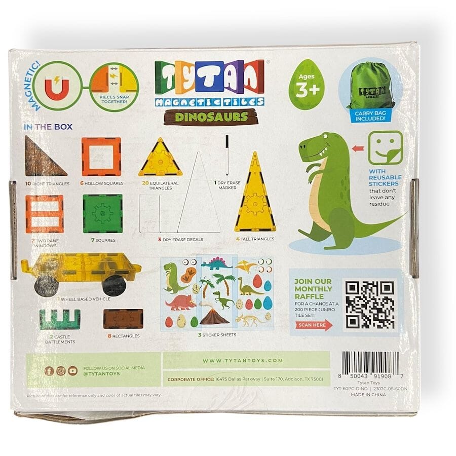 Tytan Tiles - Dinosaurs 60 - Piece Magnetic Tiles Building Set