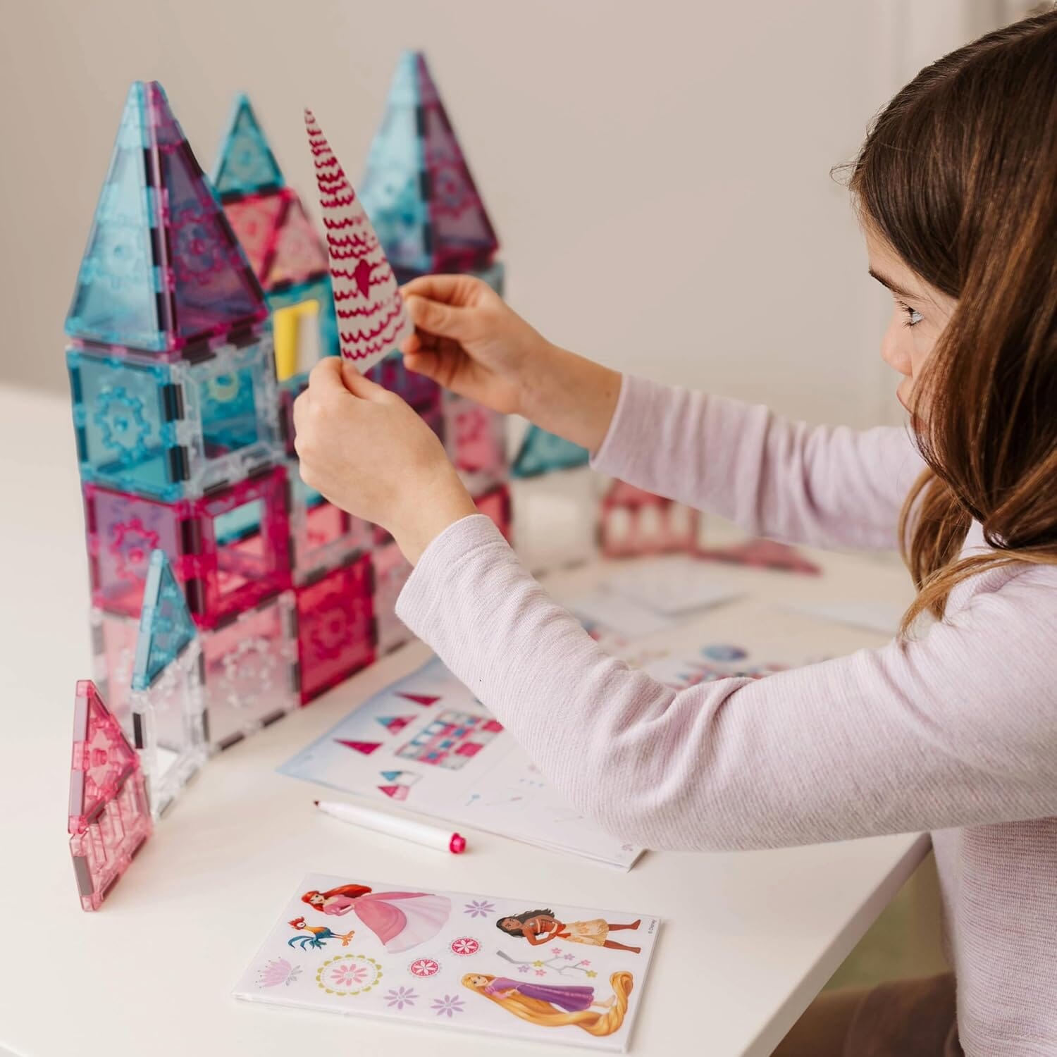 Disney Princess Magnetic Tile Castle Building Set Toys 