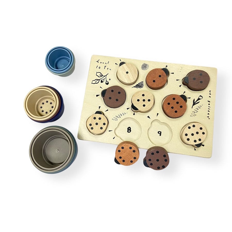 Earth Tones Toy Bundle with Ladybug Puzzle Toys 