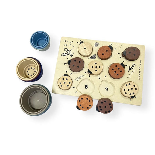 Earth Tones Toy Bundle with Ladybug Puzzle Toys 