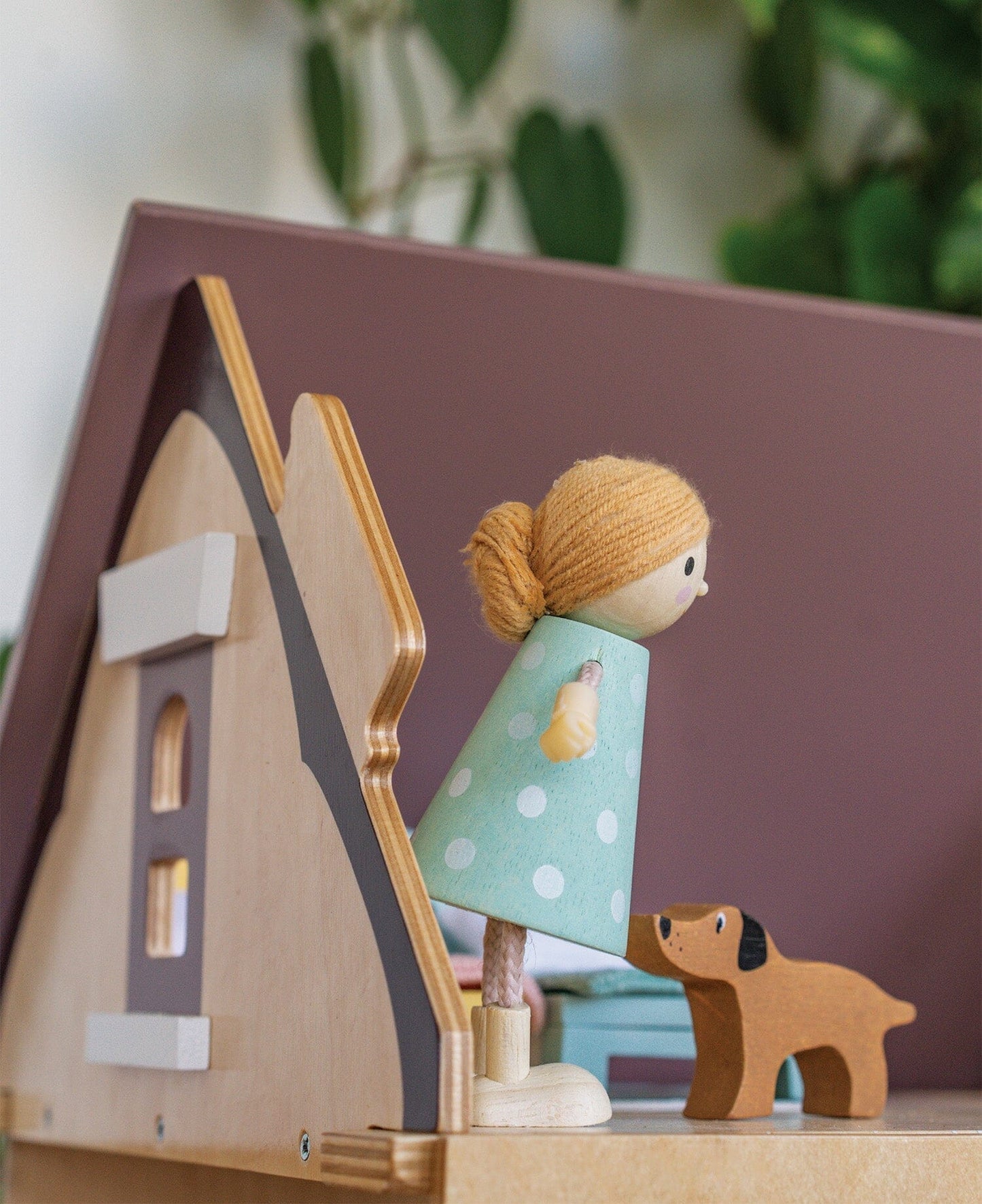 Peek into the attic of 3 story dollhouse Fantail Hall by Tender Leaf Toys