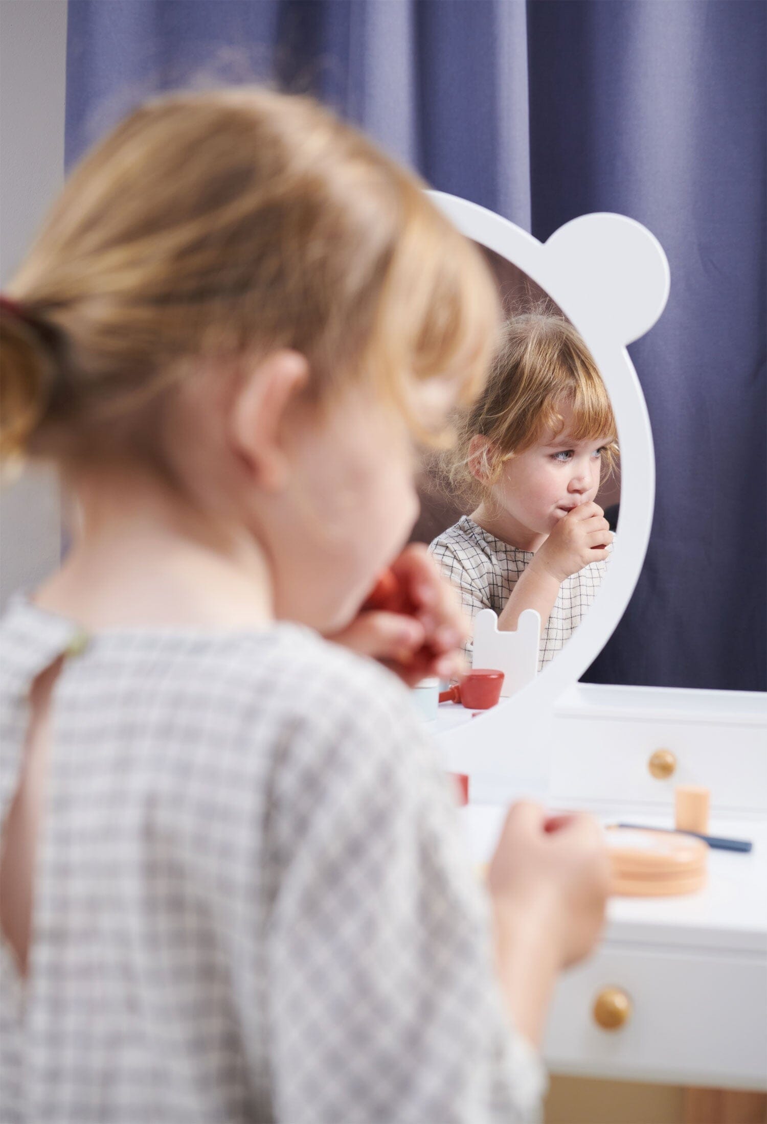 Child at mirror of Childs Dressing Table Set from Tender Leaf