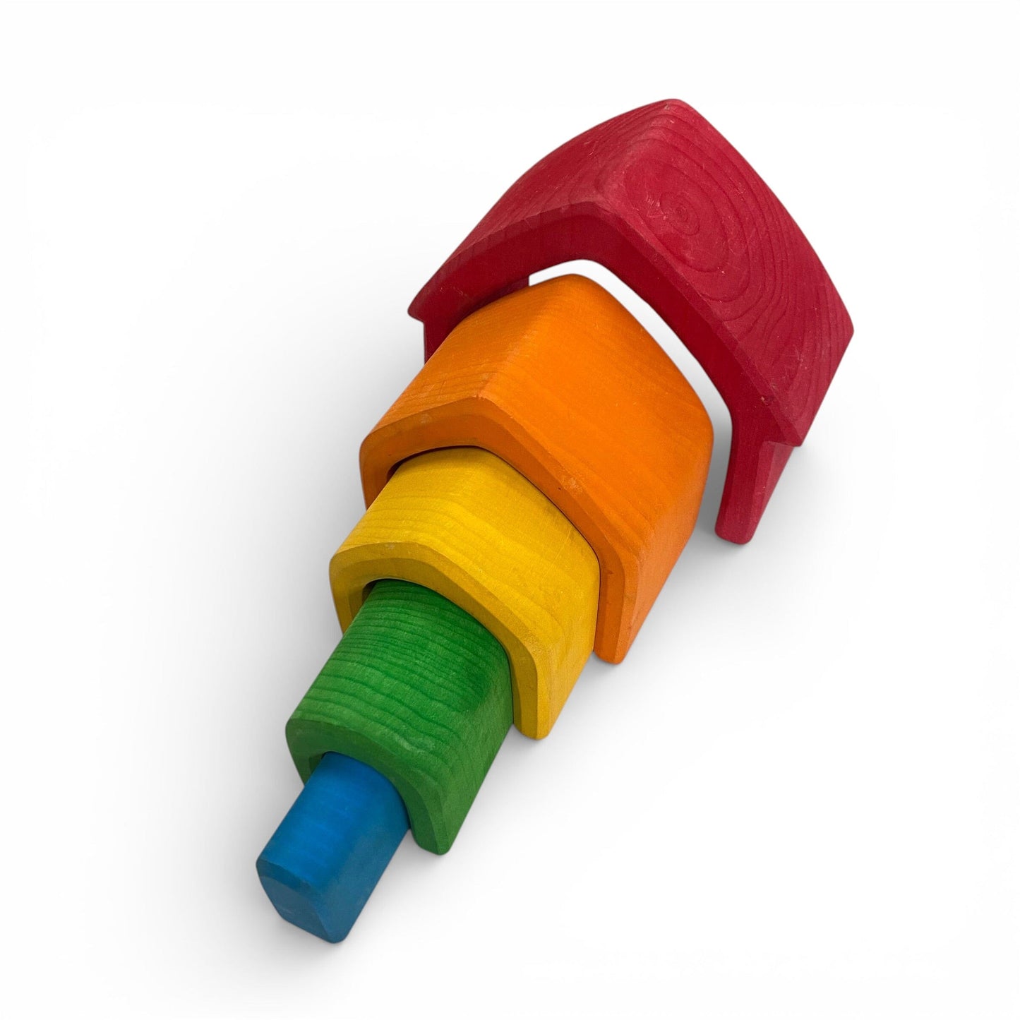 Grimm's Wooden Rainbow Nesting House Toys 