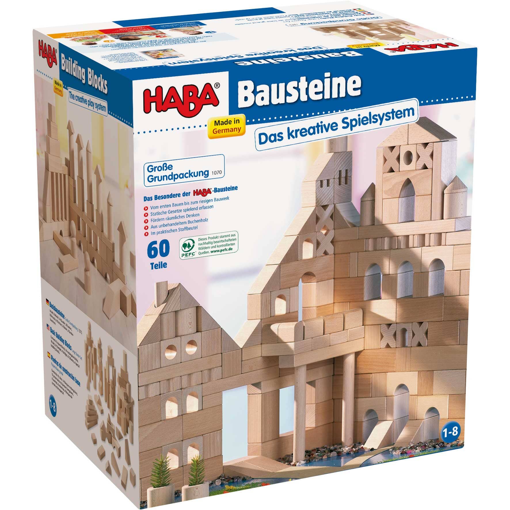 HABA Basic Building Blocks 60 Piece Large Starter Set Architectural Blocks 
