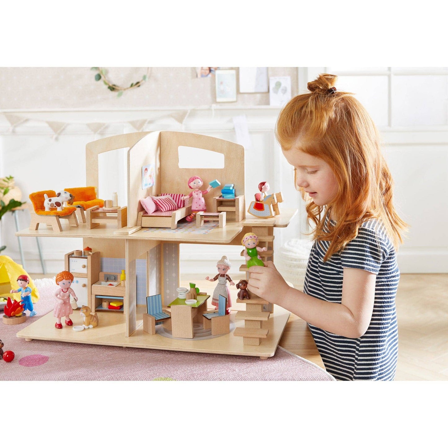 HABA USA - HABA Little Friends Dollhouse Town Villa with Furniture