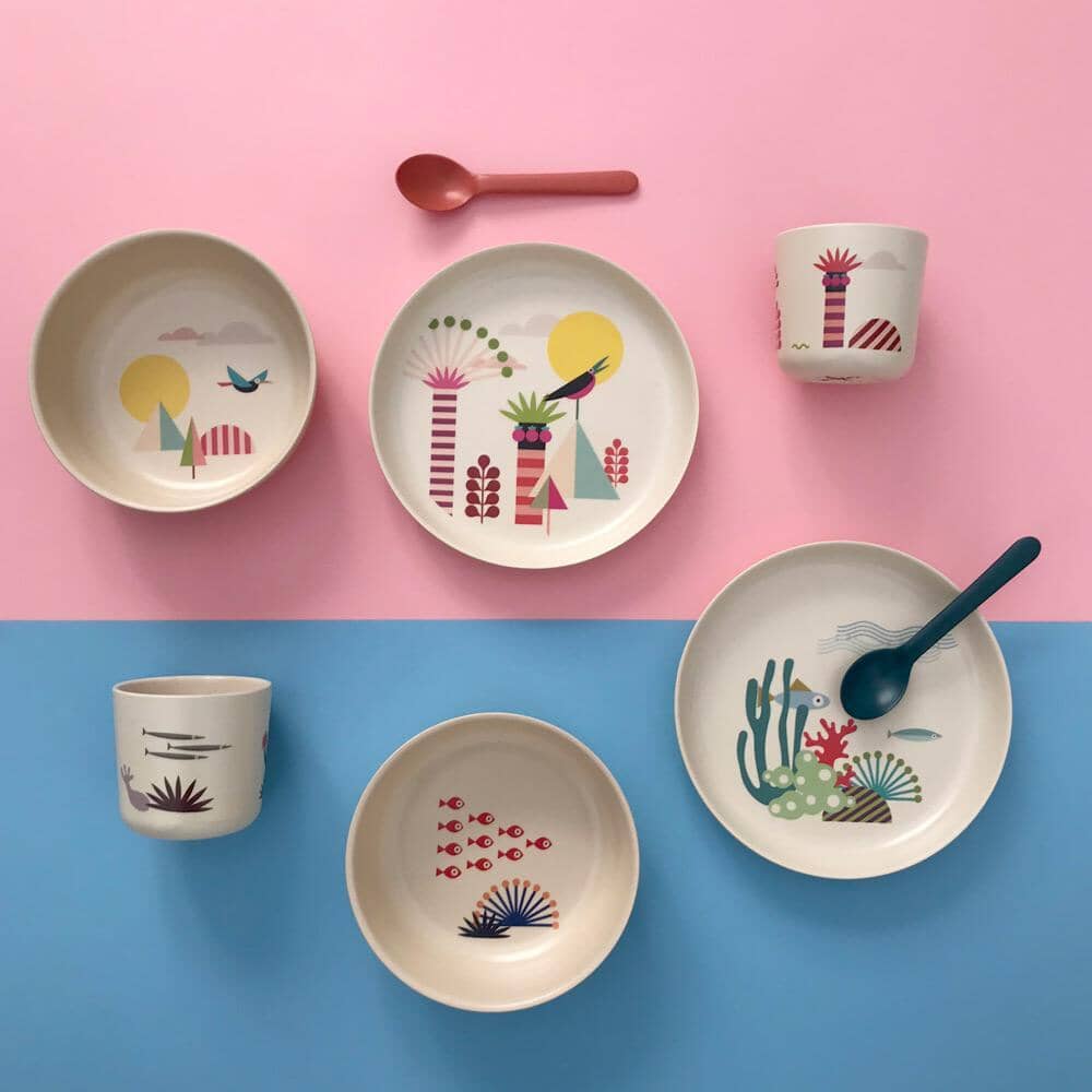 EKOBO USA - DS - Illustrated Bamboo Kid Set - Sea