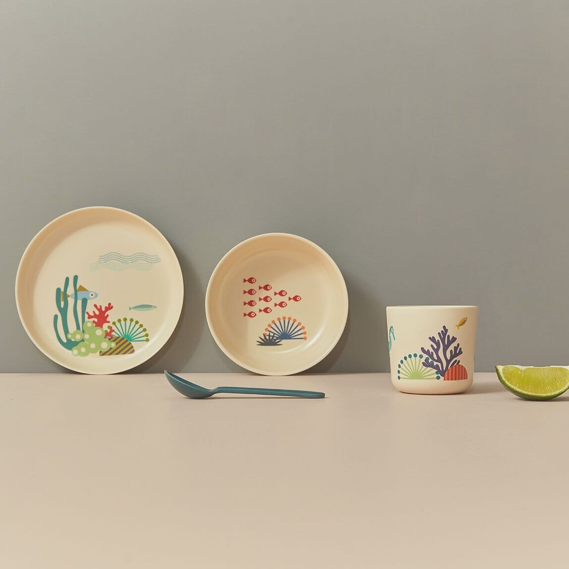 EKOBO USA - DS - Illustrated Bamboo Kid Set - Sea