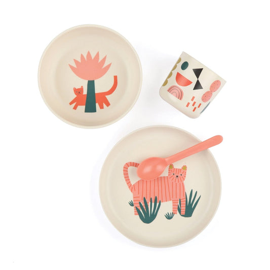 Illustrated Bamboo Kid Set - Tiger dinner sets Tiger 