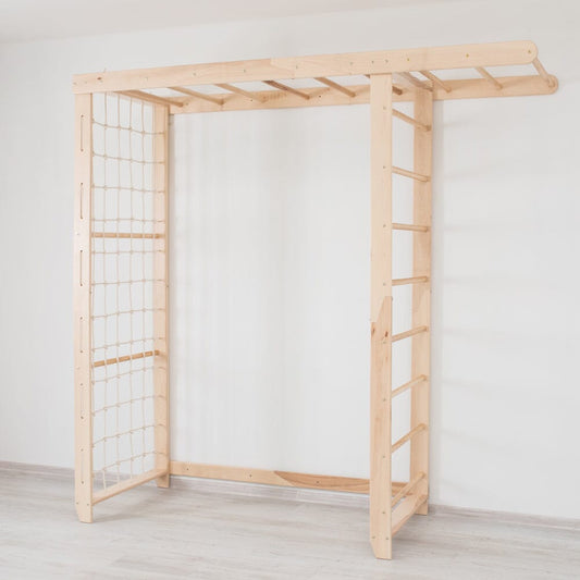 Woodandhearts Indoor Monkey Bars Wall-Mounted Natural Wood