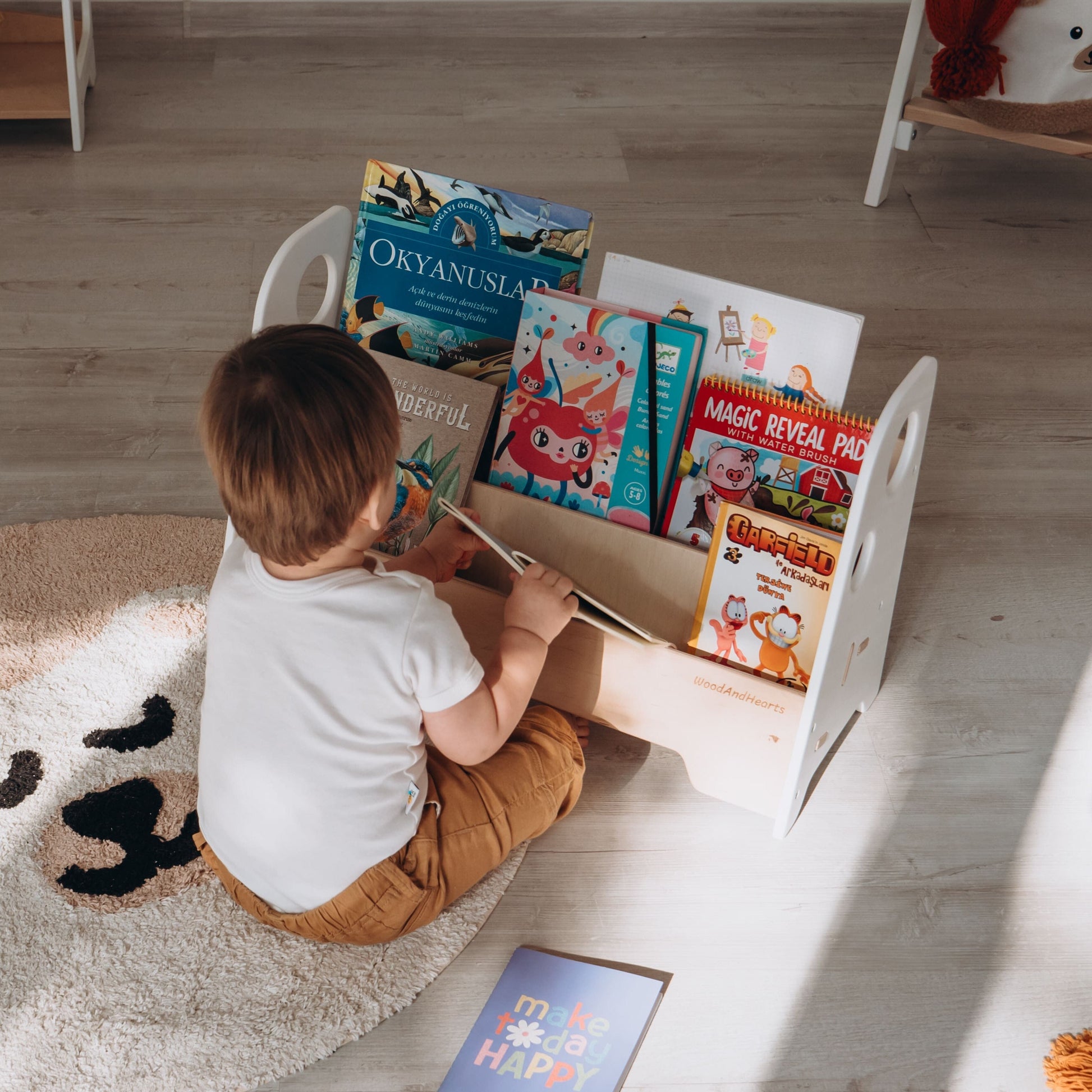 Kids Wooden Bookshelf Shelf 