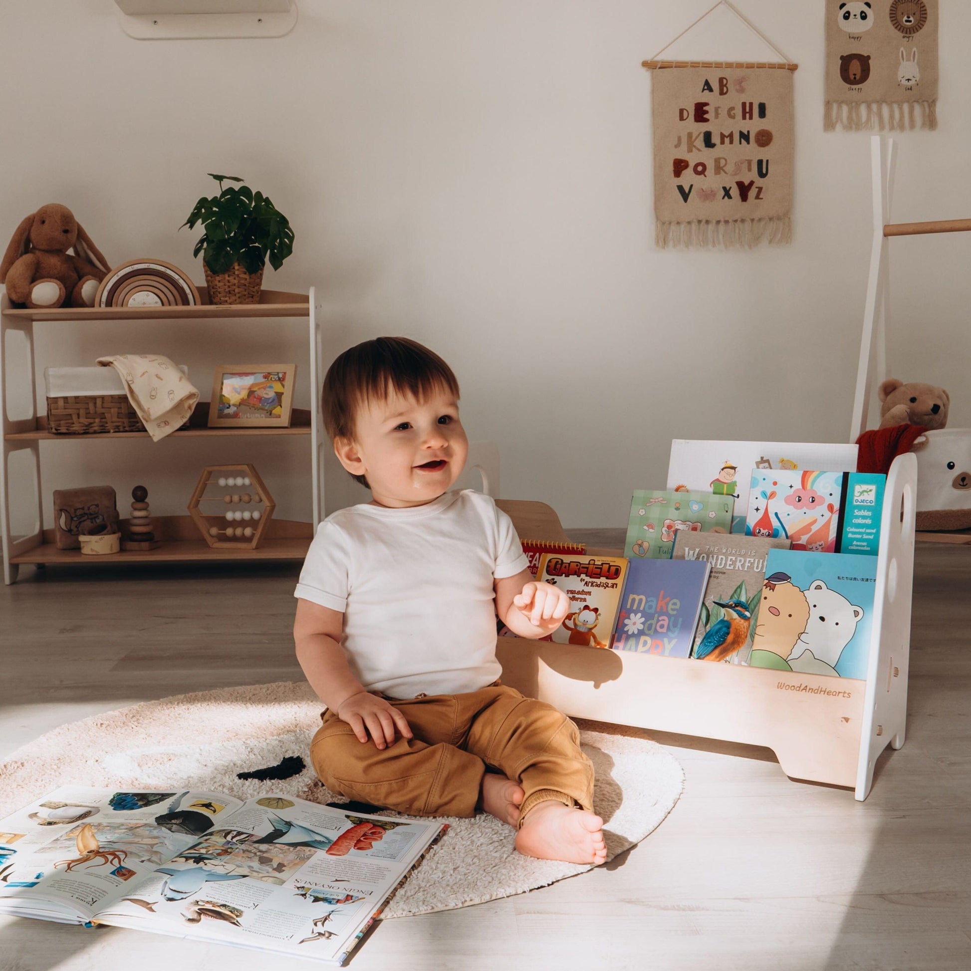 Kids Wooden Bookshelf Shelf 