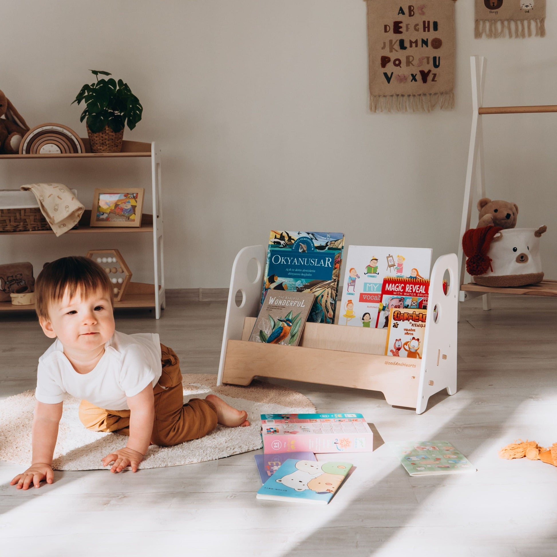 Kids Wooden Bookshelf Shelf 