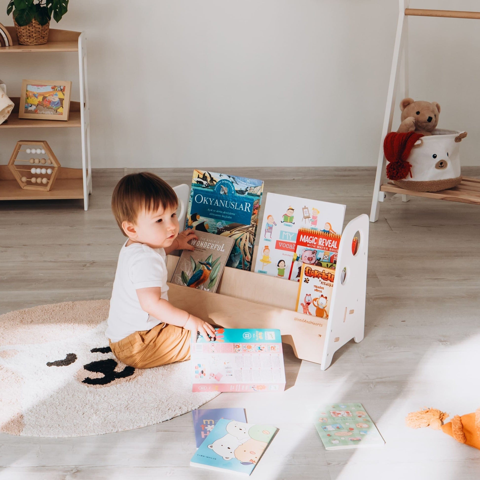 Kids Wooden Bookshelf Shelf 