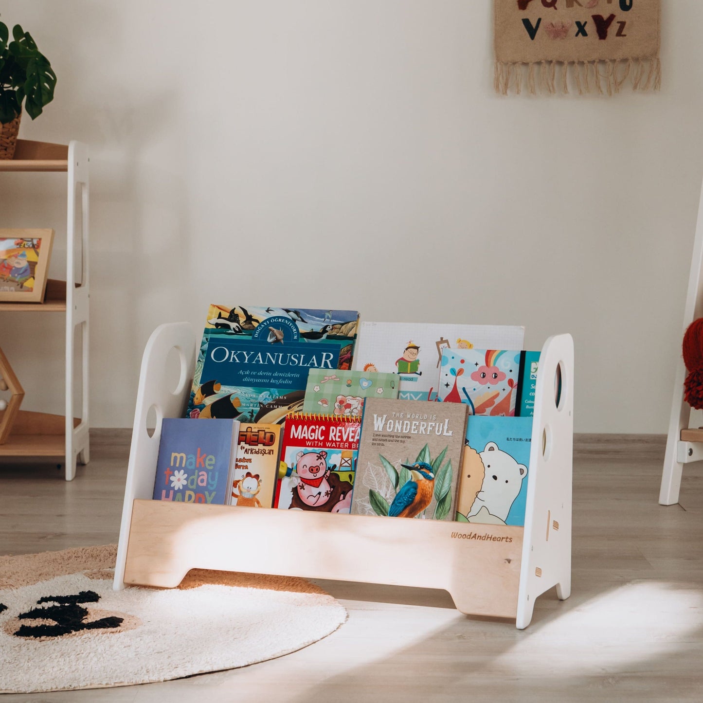 Kids Wooden Bookshelf Shelf 