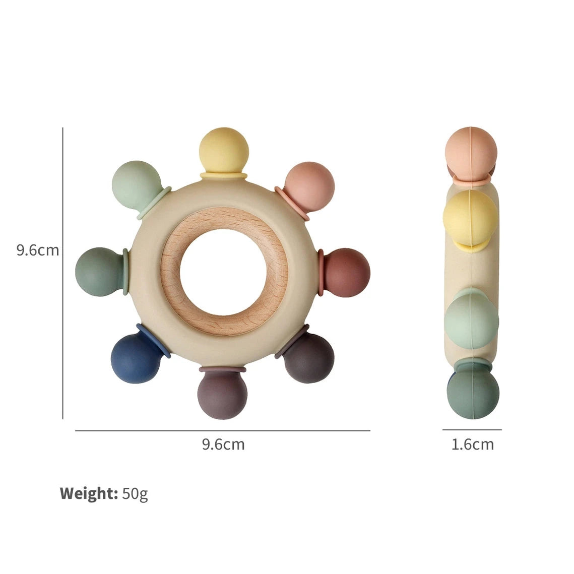 Infant teething toy size chart.