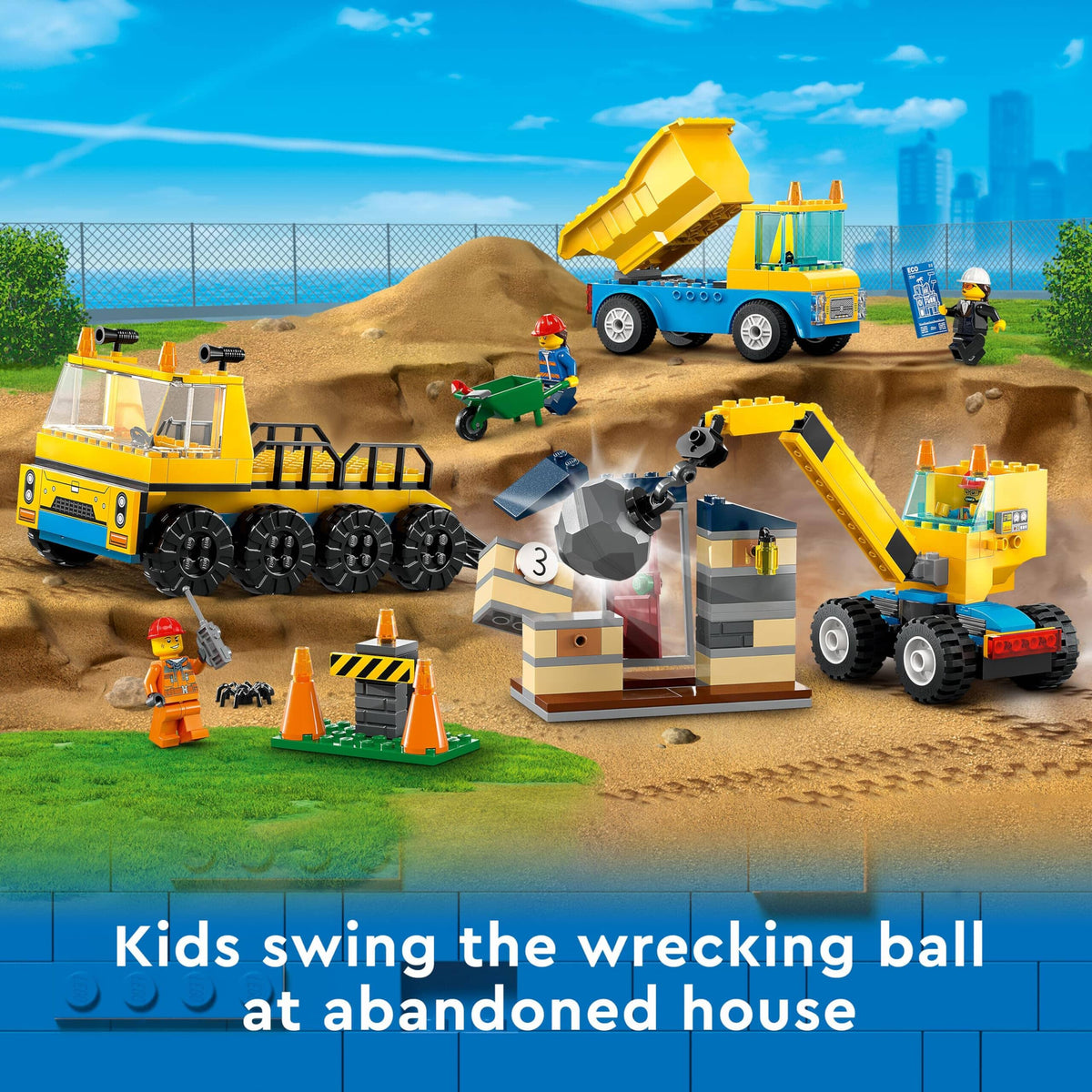 LEGO City Construction Trucks and Wrecking Ball Crane 60391