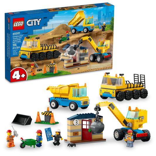 LEGO City Construction Trucks and Wrecking Ball Crane 60391