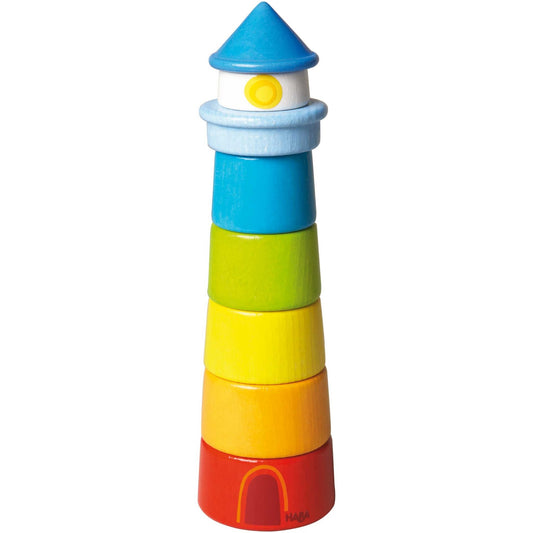 HABA USA - Lighthouse Wooden Rainbow Stacker