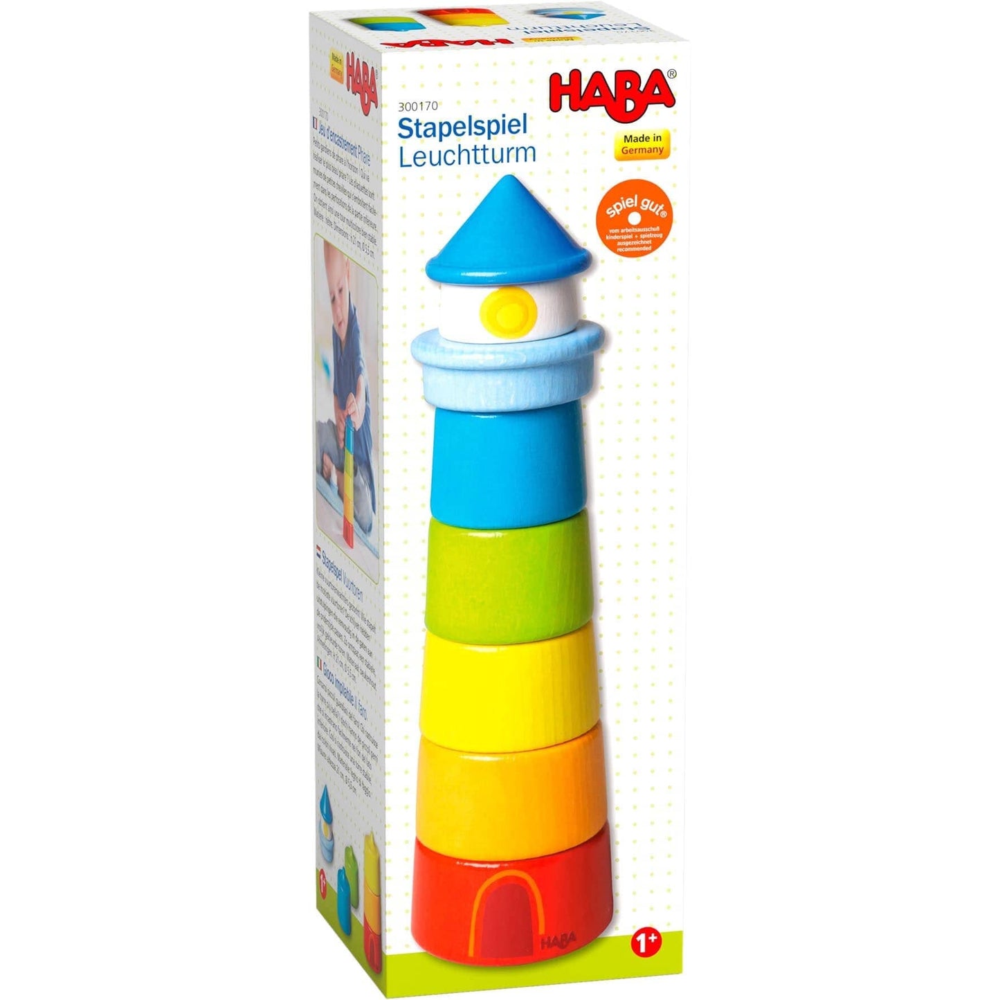 HABA USA - Lighthouse Wooden Rainbow Stacker