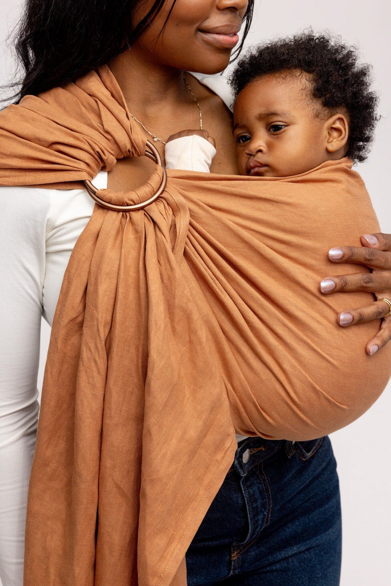 Linen Ring Sling Infant Carrier - Caramel Ring Slings & Hip Carriers 