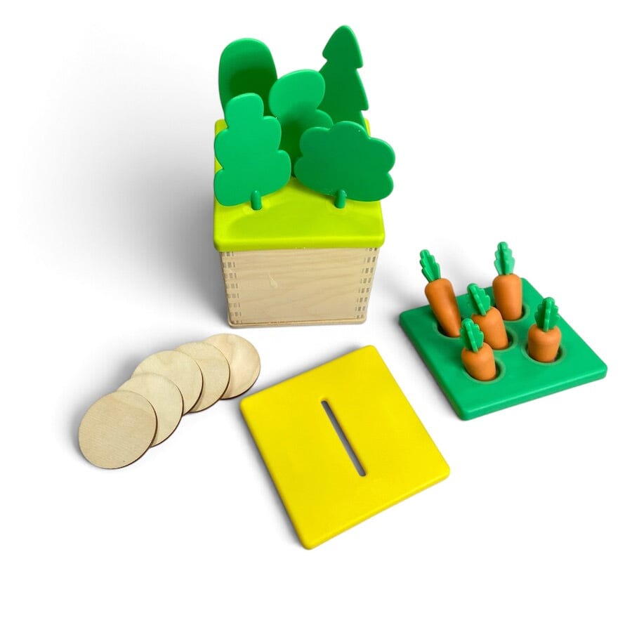 Lovevery Wooden Coin Bank and Carrot Counting Set Toys 