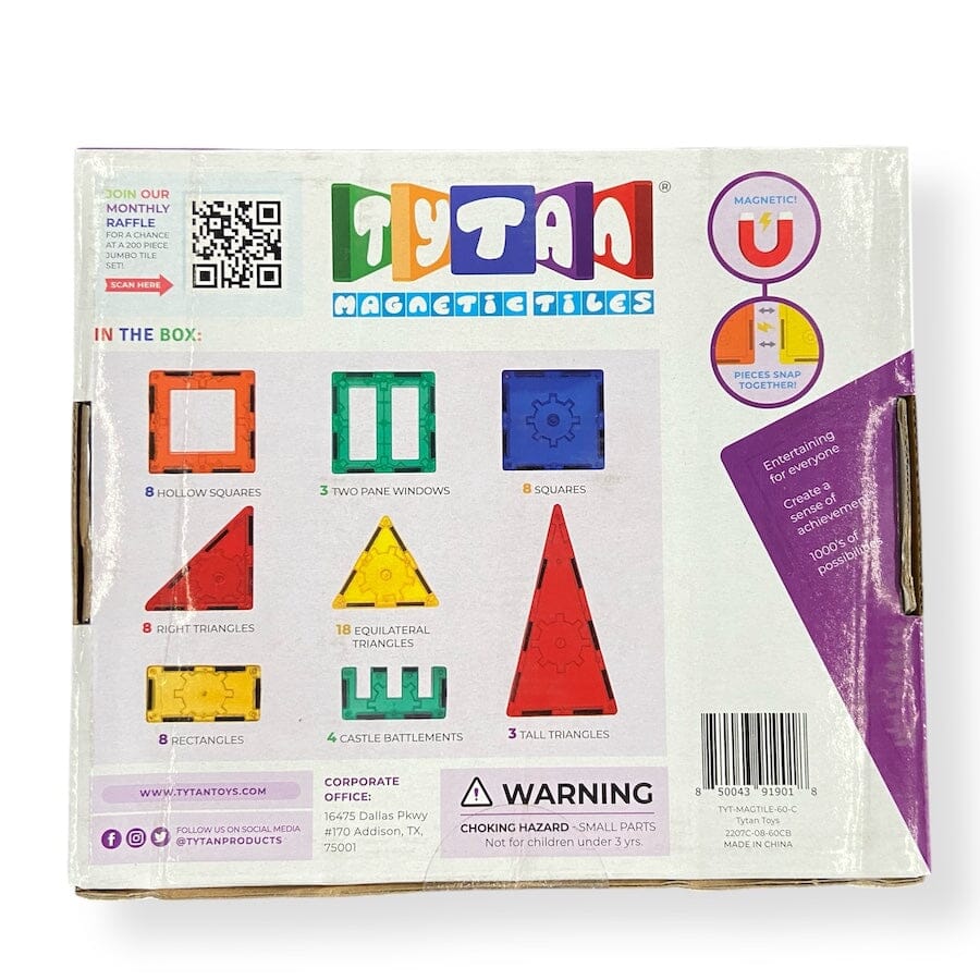 Tytan Tiles - Magnetic Tile Building Set – 60 - Pc Club Kit
