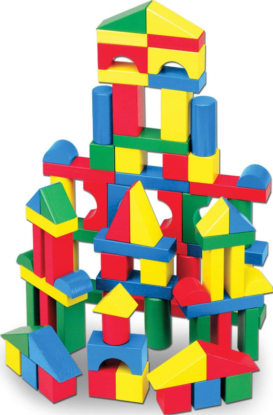 Melissa & Doug 100 Wooden Building Blocks with Storage Box MND481