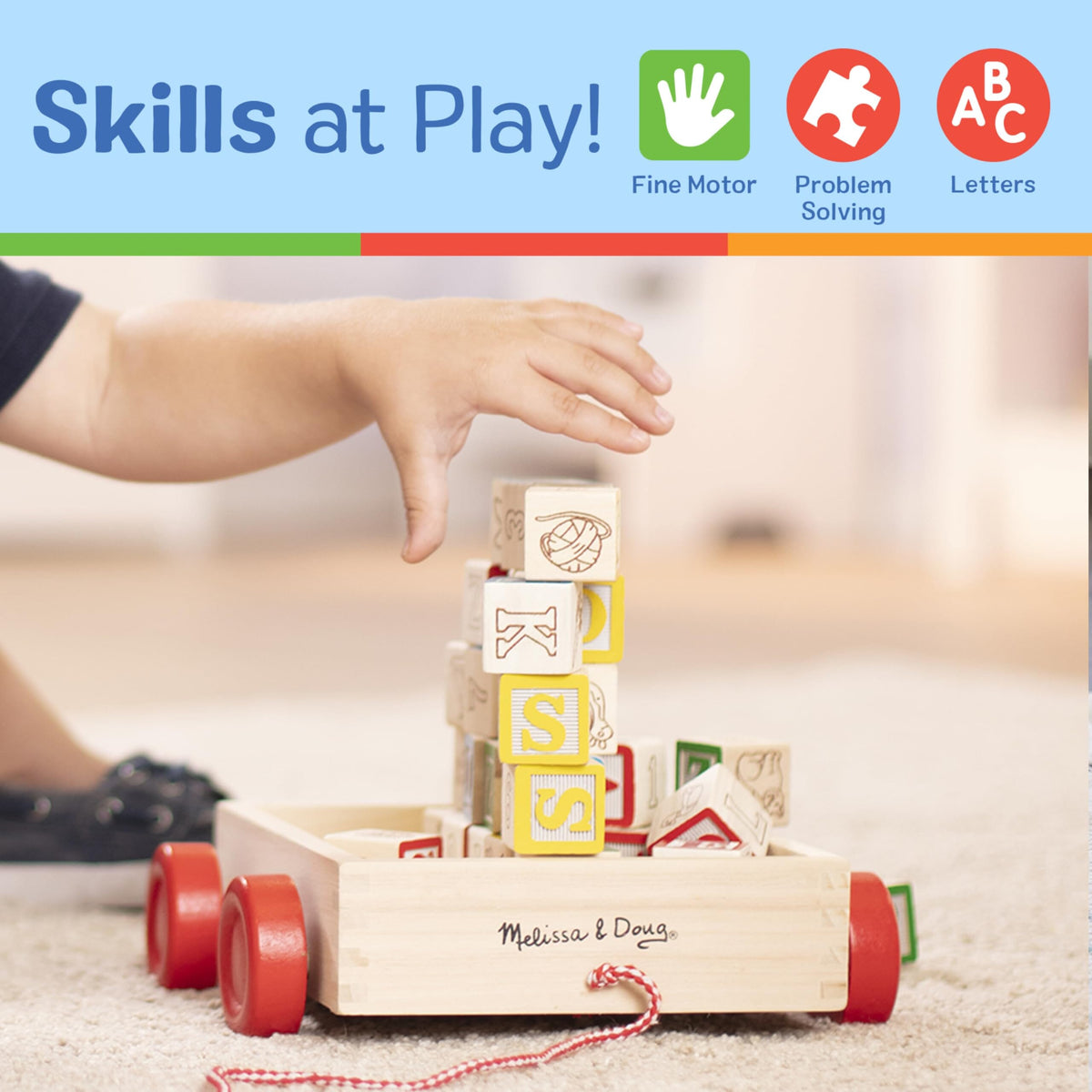 Melissa & Doug Classic ABC Wooden Block Cart MND1169