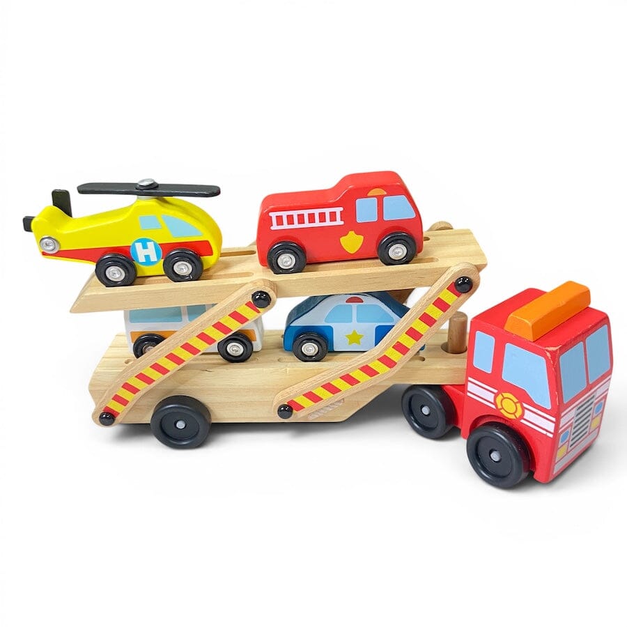 Melissa & Doug Emergency Vehicle Carrier Wooden Set Toys 