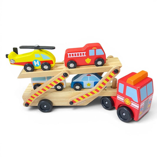 Melissa & Doug Emergency Vehicle Carrier Wooden Set Toys 