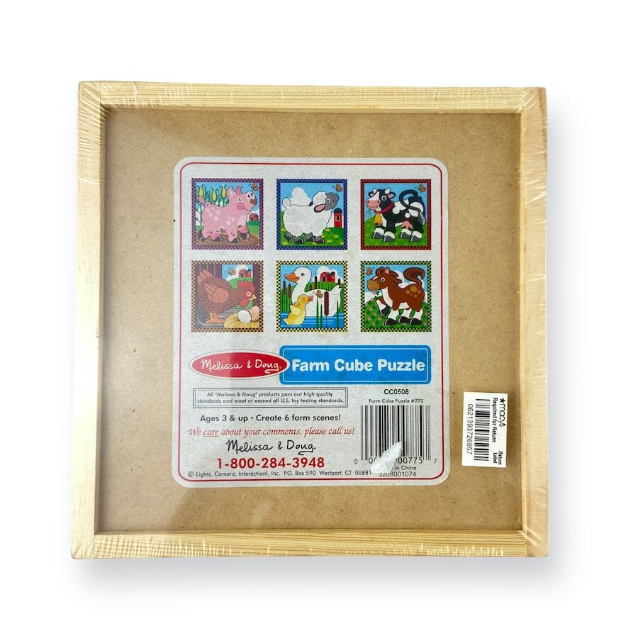 Melissa & Doug - Melissa & Doug Wooden Farm Animals Puzzle Cube