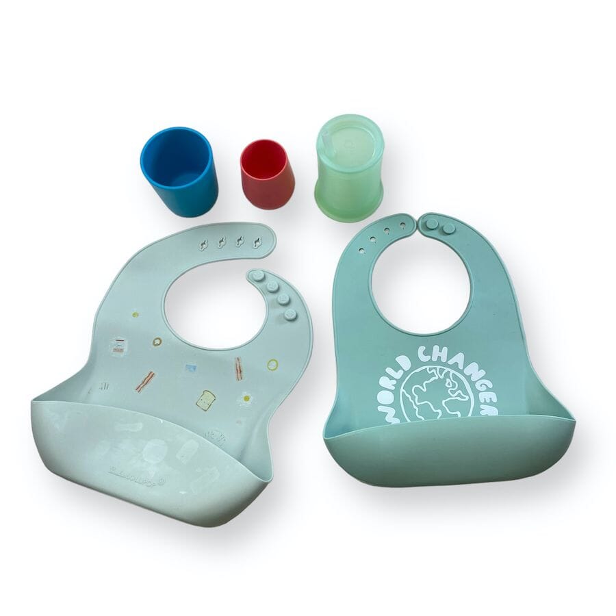 Mixed Brands Silicone Bibs & Cups Set Baby & Toddler 