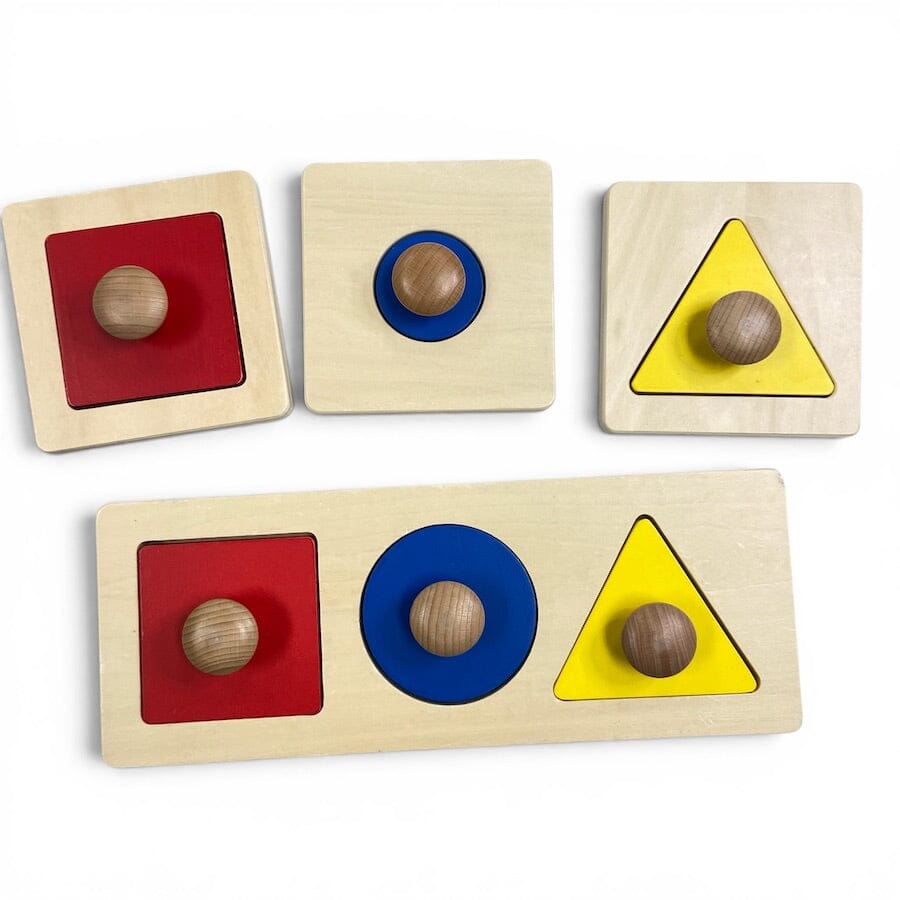 MonitKids Geo Shapes Wooden Knob Puzzle Bundle Toys 