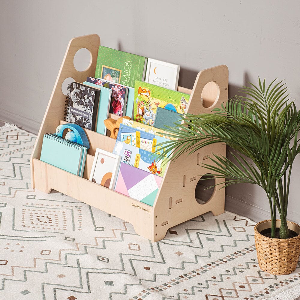 Montessori Bookshelf with books