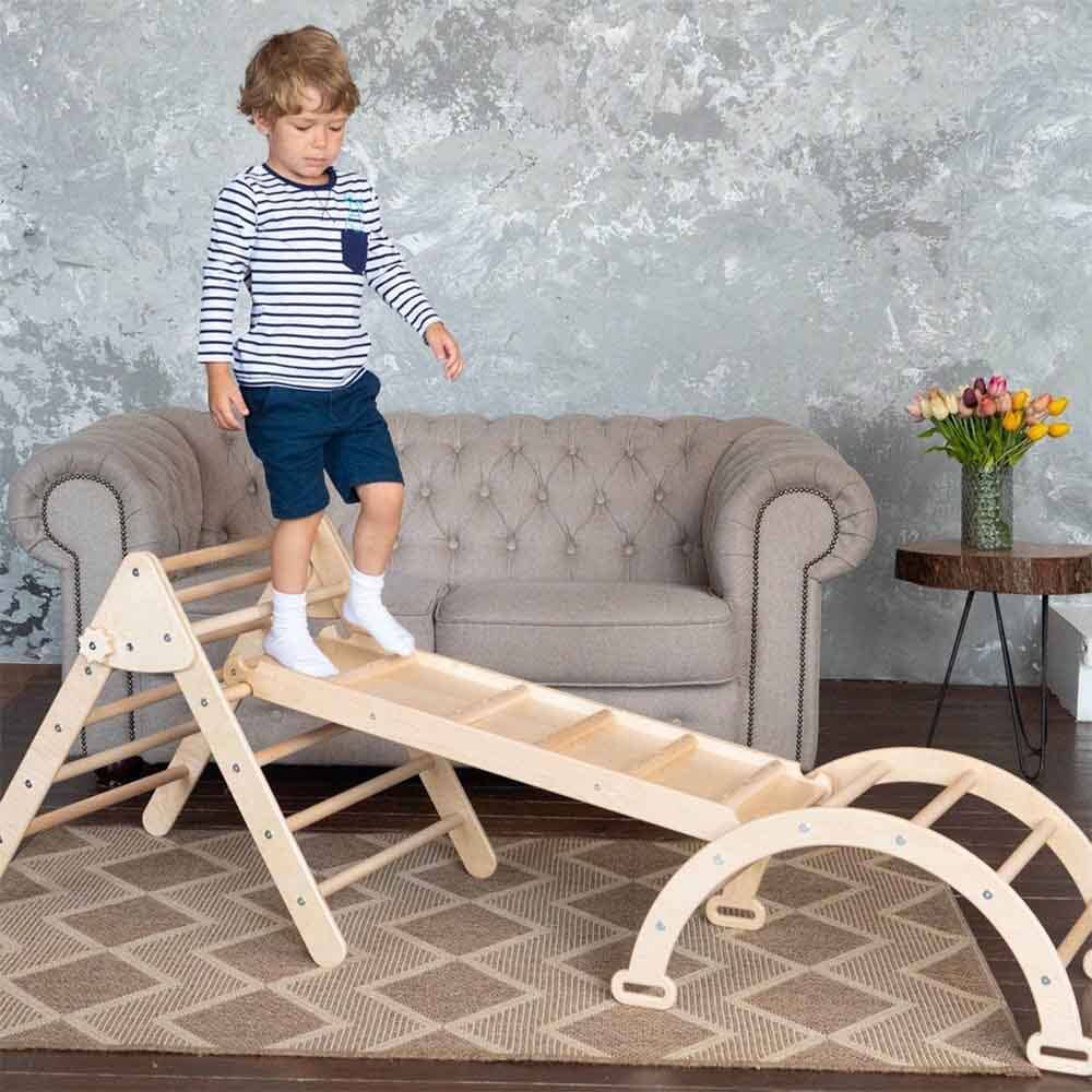 Montessori Climbing Set of 3 Climbing Set Natural Wood Ladder Small