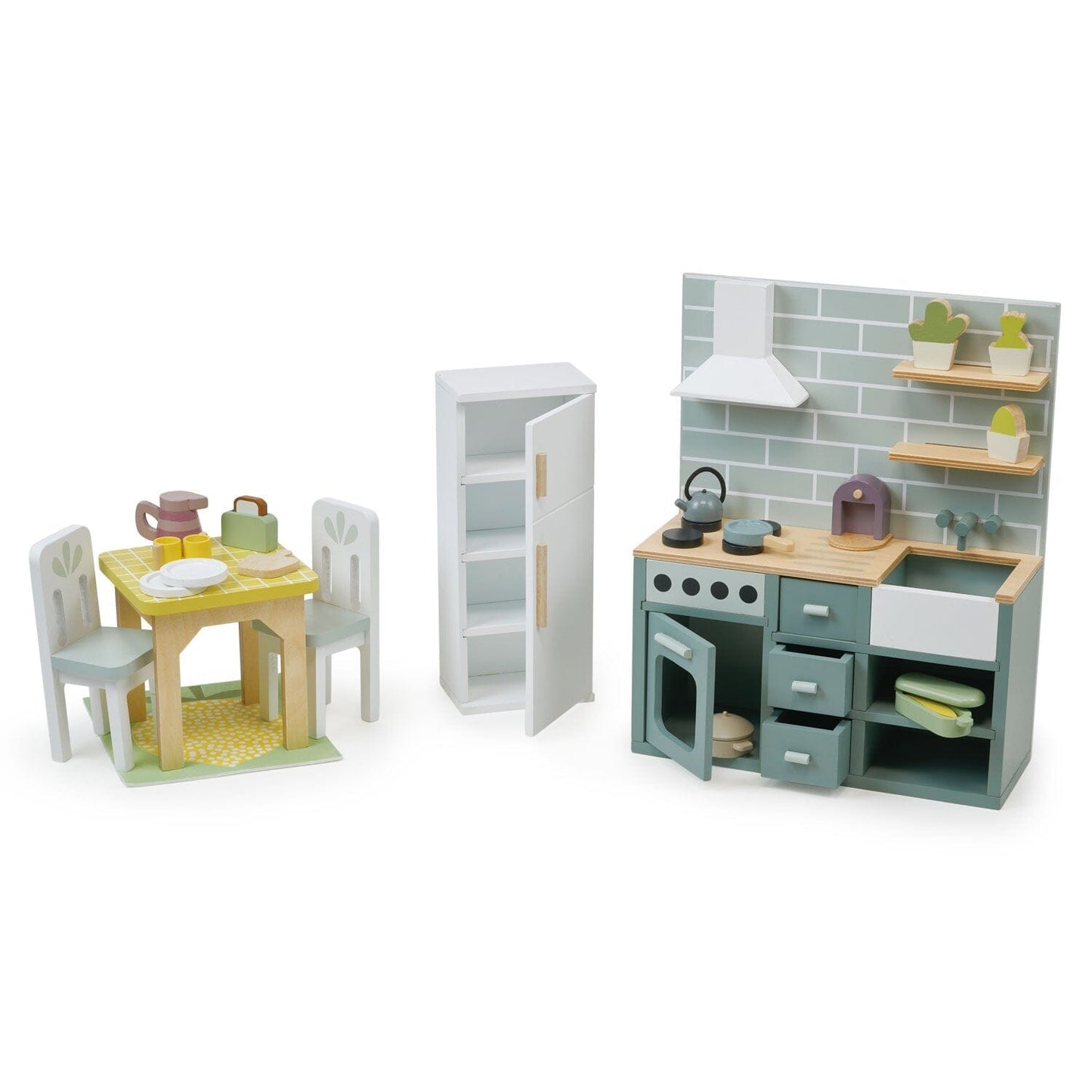 Wood dollhouse with furniture Tender Leaf Mulberry Mansion Kitchen