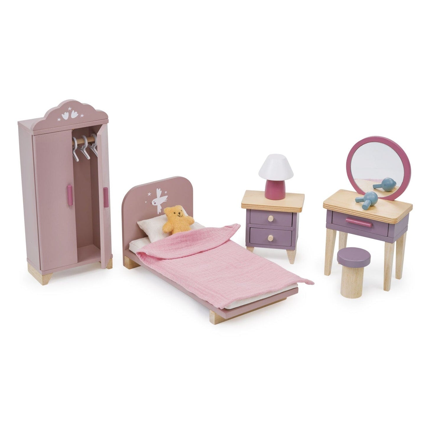 Wood dollhouse with furniture Tender Leaf Mulberry Mansion Bedroom