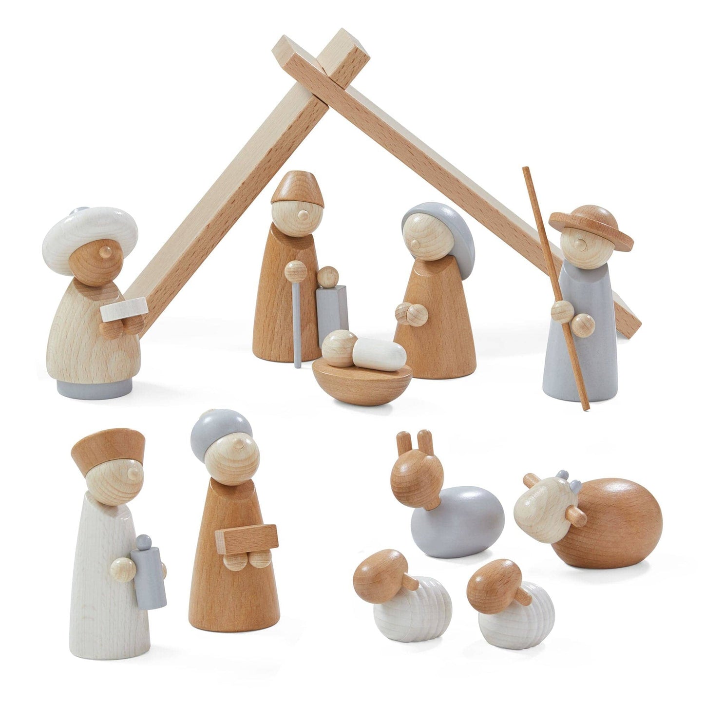 Natural Wood Nativity Set Architectural Blocks 