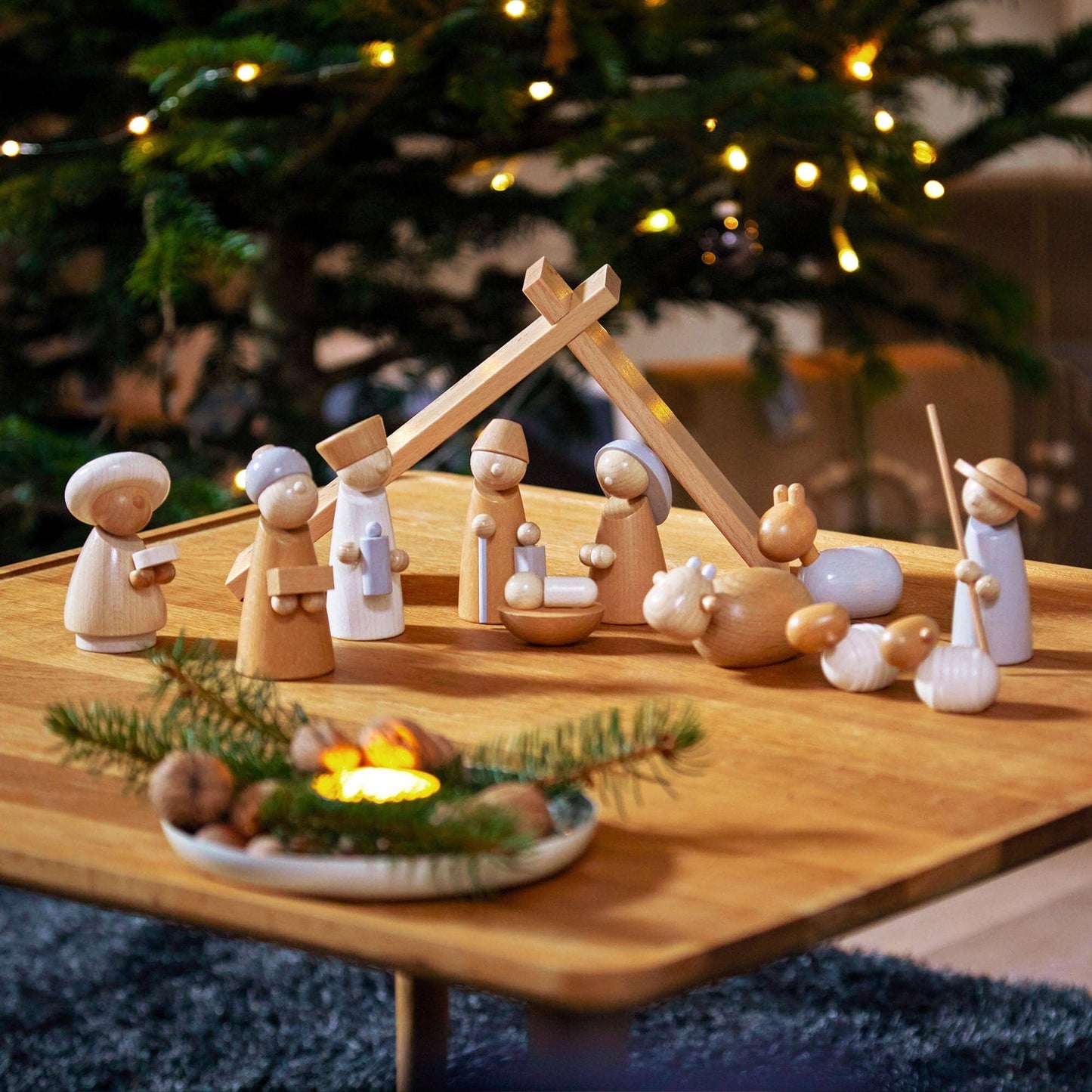 Natural Wood Nativity Set Architectural Blocks 