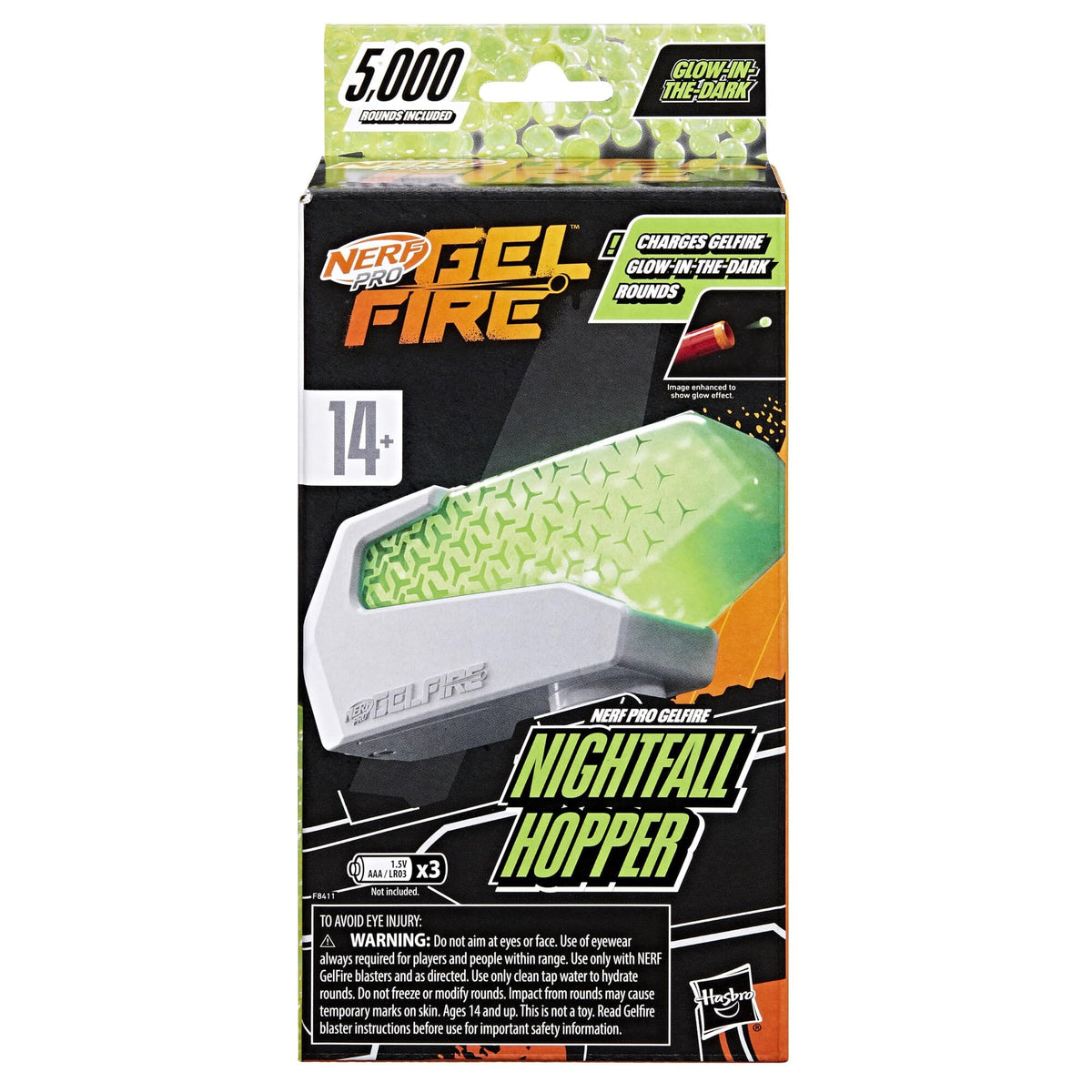 Nerf Pro Gelfire Nightfall Hopper with 5000 Glow Rounds F8411
