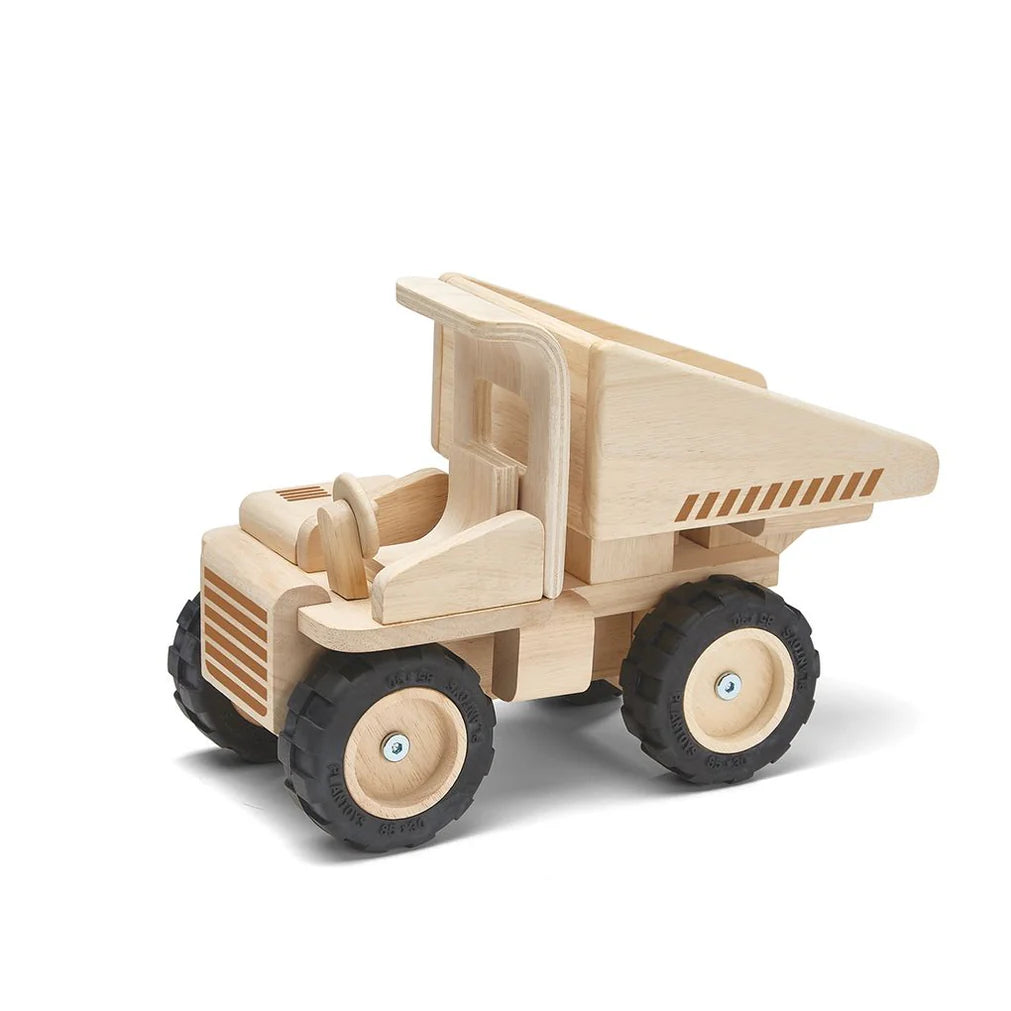 Natural toy wooden truck from PlanToys  with all dumptruck features